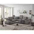 ECKSOFA in Mikrovelours Hellgrau  - Hellgrau/Schwarz, KONVENTIONELL, Kunststoff/Textil (217/265cm) - Carryhome