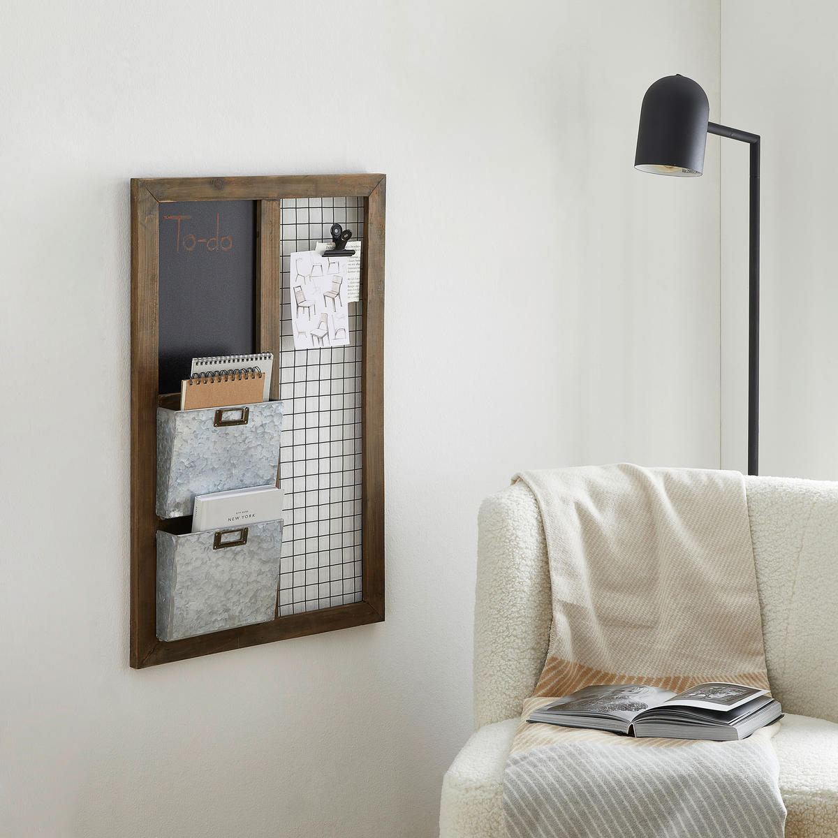 WANDREGAL Tanne massiv Braun, Grau  - Braun/Grau, Basics, Holz/Metall (48/8/75cm) - Landscape