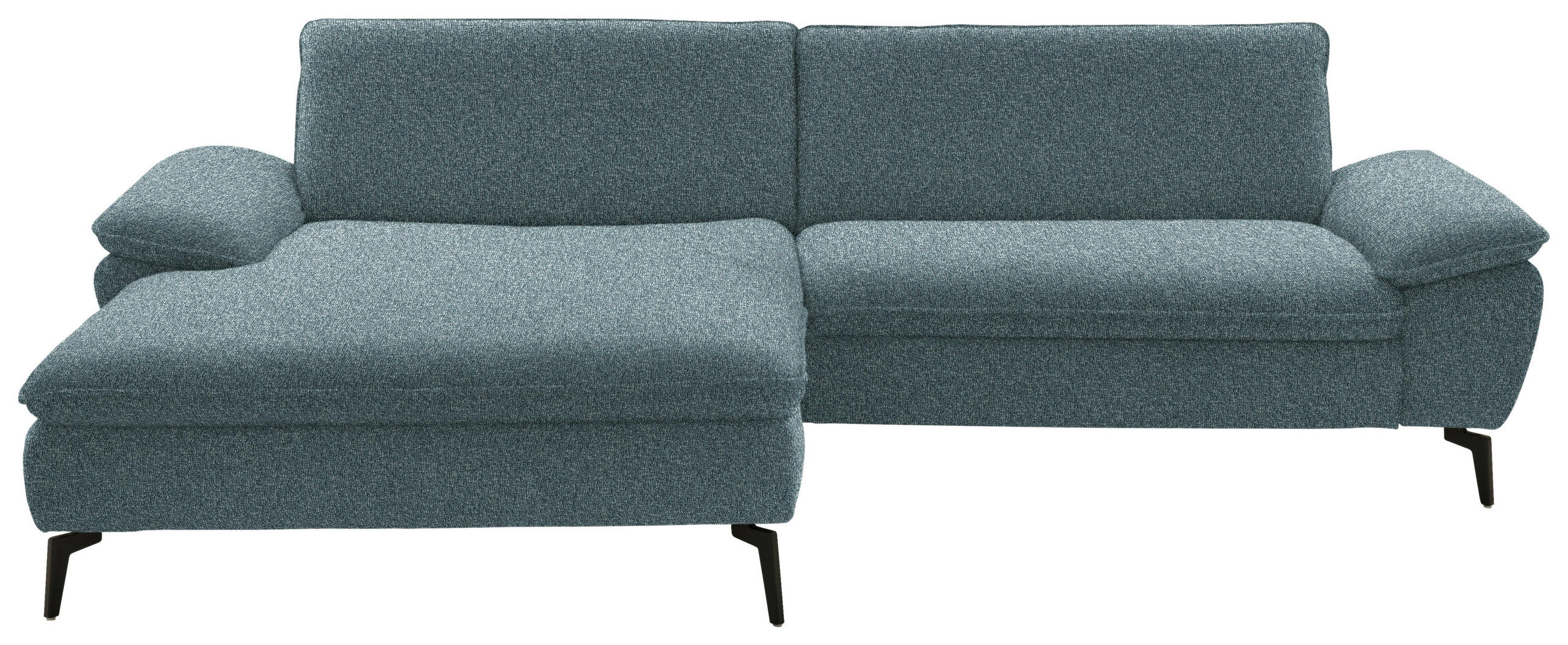 ECKSOFA in Webstoff Blaugrau  197/295 cm  - Blaugrau/Schwarz, Design, Textil/Metall (197/295cm) - Valdera