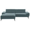 ECKSOFA in Webstoff Blaugrau  - Blaugrau/Schwarz, Design, Textil/Metall (197/295cm) - Valdera