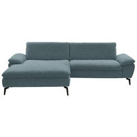 ECKSOFA in Webstoff Blaugrau  - Blaugrau/Schwarz, Design, Textil/Metall (197/295cm) - Valdera