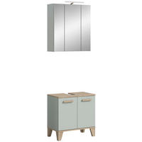 BADEZIMMER 3-teilig 60 cm  - Eiche San Remo/Graugrün, Modern, Holzwerkstoff/Kunststoff (60cm) - MID.YOU