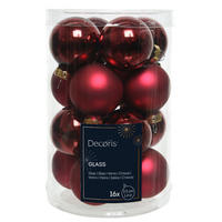 CHRISTBAUMKUGEL-SET 3,5 cm 16-teilig  - Dunkelrot, KONVENTIONELL, Glas (3,5cm)