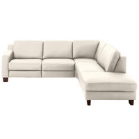 ECKSOFA in Echtleder Creme  - Eichefarben/Creme, Design, Leder/Holz (259/235cm) - Valdera