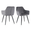 STOL MED ARMSTÖD SET 2 styck sammet  - svart/antracit, Design, metall/textil (59/83/62cm) - Livetastic