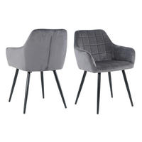 STOL MED ARMSTÖD SET 2 styck sammet  - svart/antracit, Design, metall/textil (59/83/62cm) - Livetastic