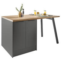 KÜCHENINSEL 150/91/90 cm  in Graphitfarben  - Schwarz/Graphitfarben, Basics, Holzwerkstoff/Metall (150/91/90cm) - Carryhome