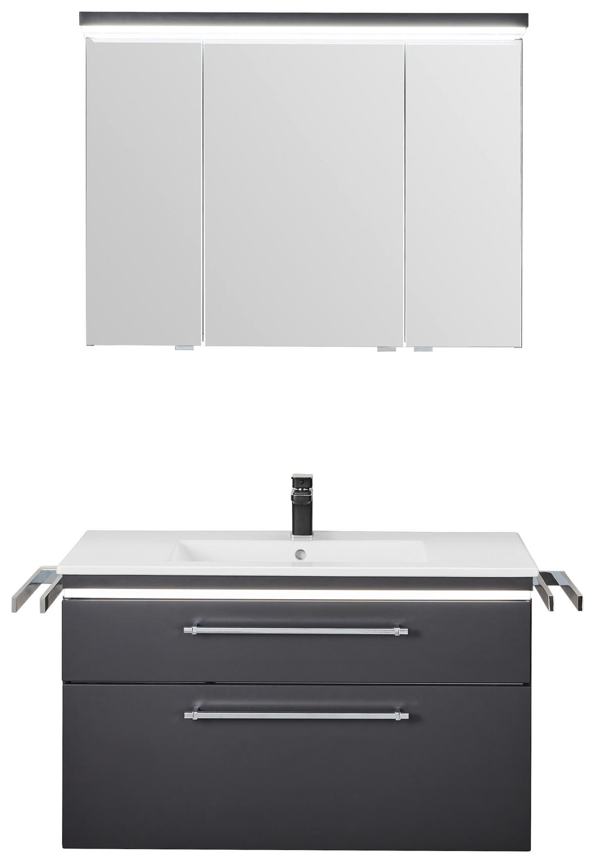 BADEZIMMER 3-teilig  in 90 cm  - Chromfarben/Weiß, Basics, Glas/Keramik (90cm) - Novel