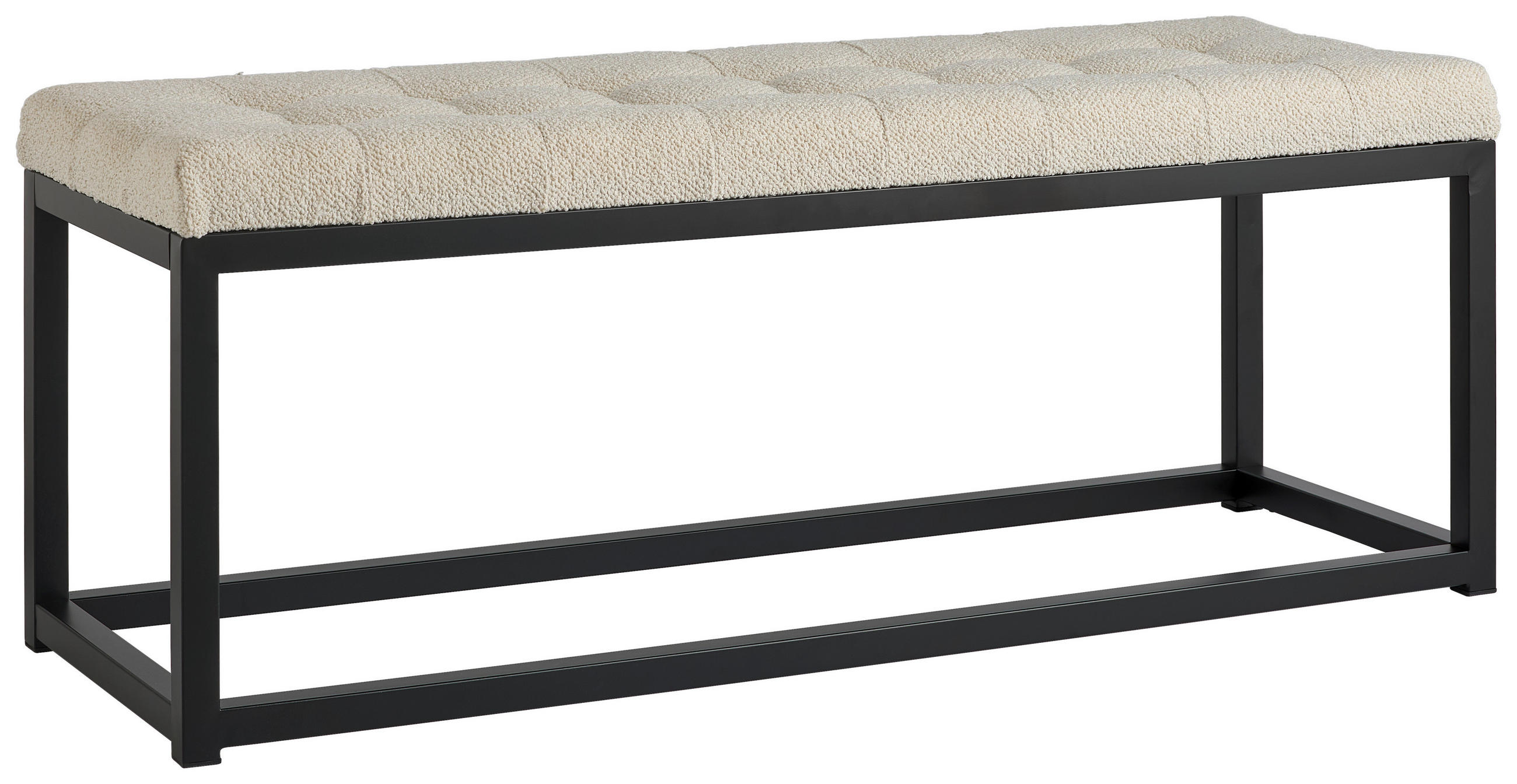 HOCKERBANK 120/45/42 cm Bouclé Beige  - Beige/Schwarz, Design, Textil/Metall (120/45/42cm) - MID.YOU