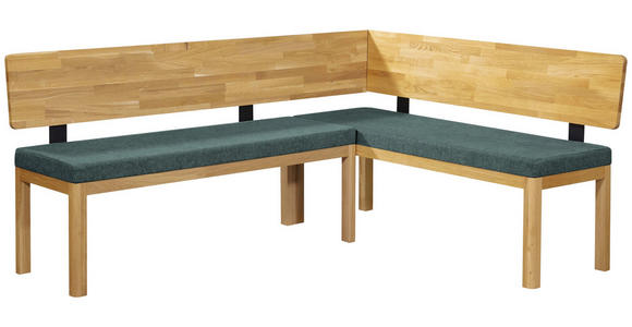 ECKBANK 248/171 cm Webstoff Türkis, Eichefarben Eiche vollmassiv - Türkis/Eichefarben, KONVENTIONELL, Holz/Textil (248/171cm) - Linea Natura