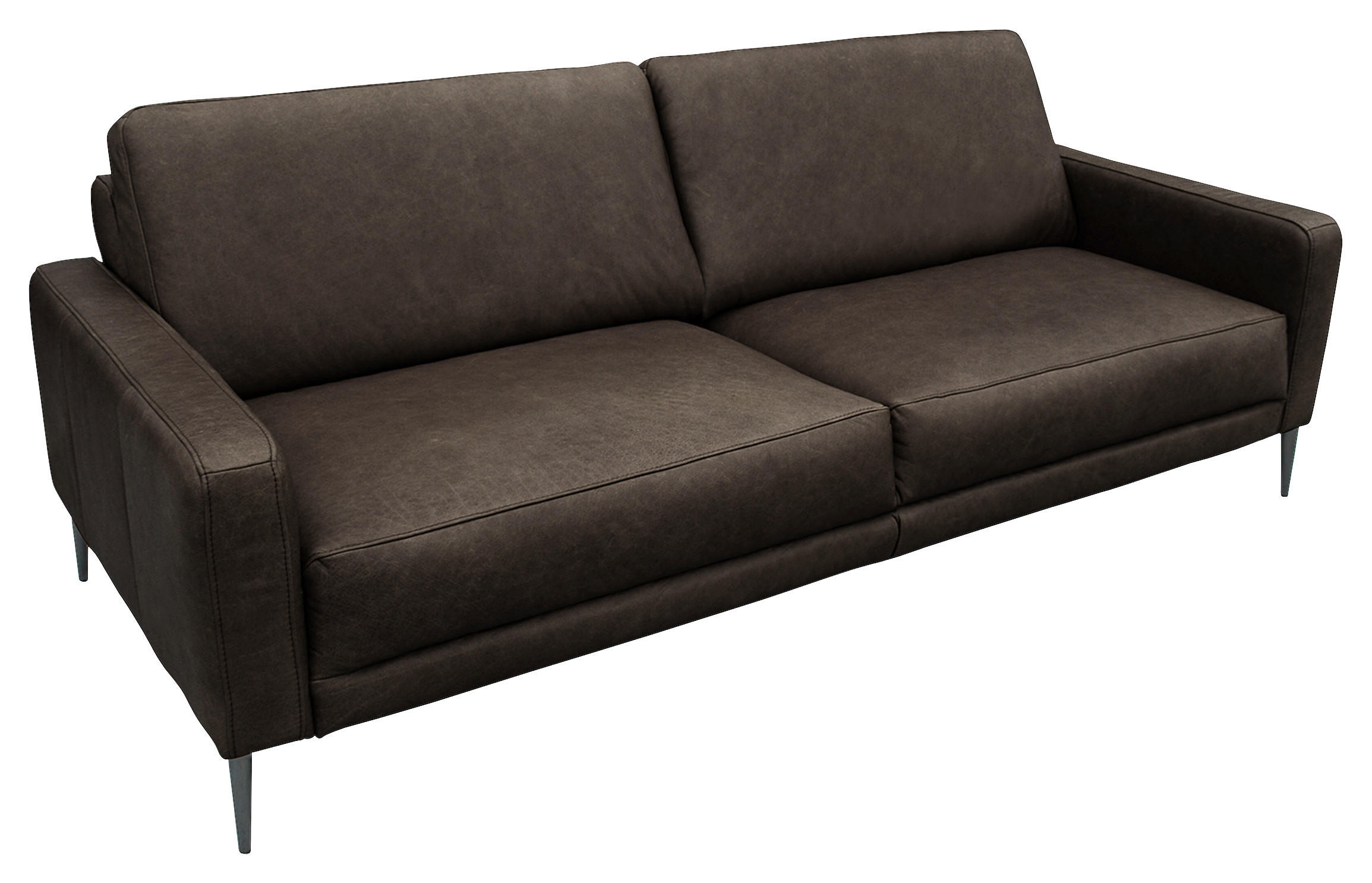 3-SITZER-SOFA in Echtleder Fango  - Fango/Schwarzchrom, Design, Leder/Metall (187/85/92cm) - Livetastic