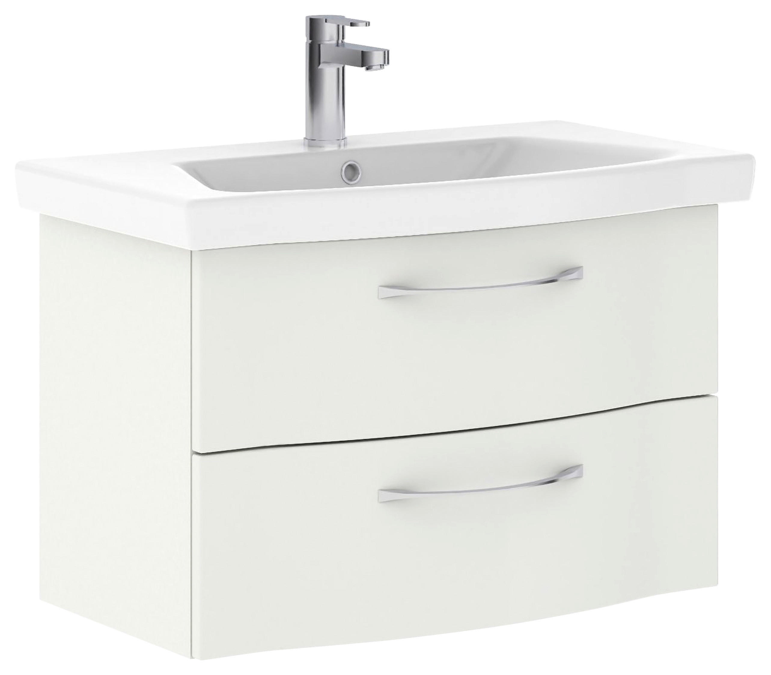 Pelipal Waschtischkombi Serie 6005 Sprint Weiß, Weiß Hochglanz 82 cm