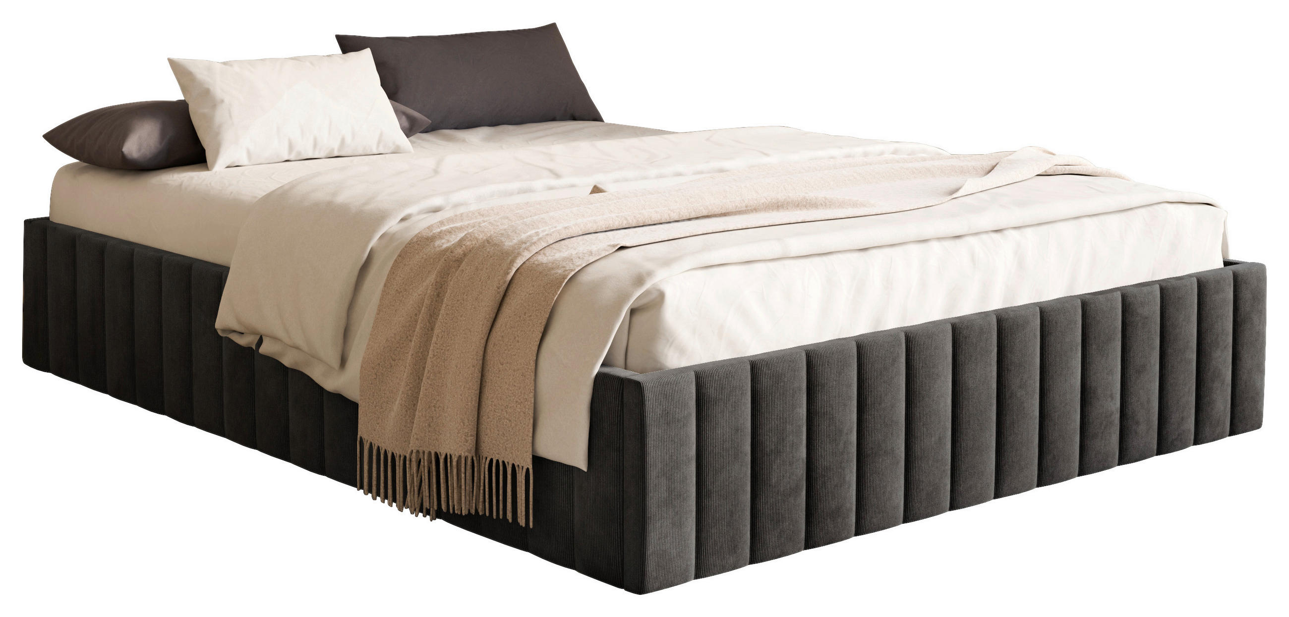 POLSTERBETT Lattenrost, Bettkasten 180/200 cm  in Schwarz  - Schwarz, Design, Holz/Textil (180/200cm) - Boxxx