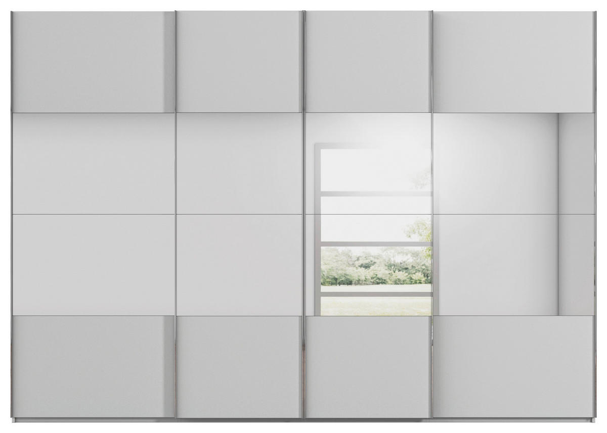 SCHWEBETÜRENSCHRANK 316/235/68 cm 4-türig Grau  - Chromfarben/Grau, Design, Glas/Holzwerkstoff (316/235/68cm) - Novel
