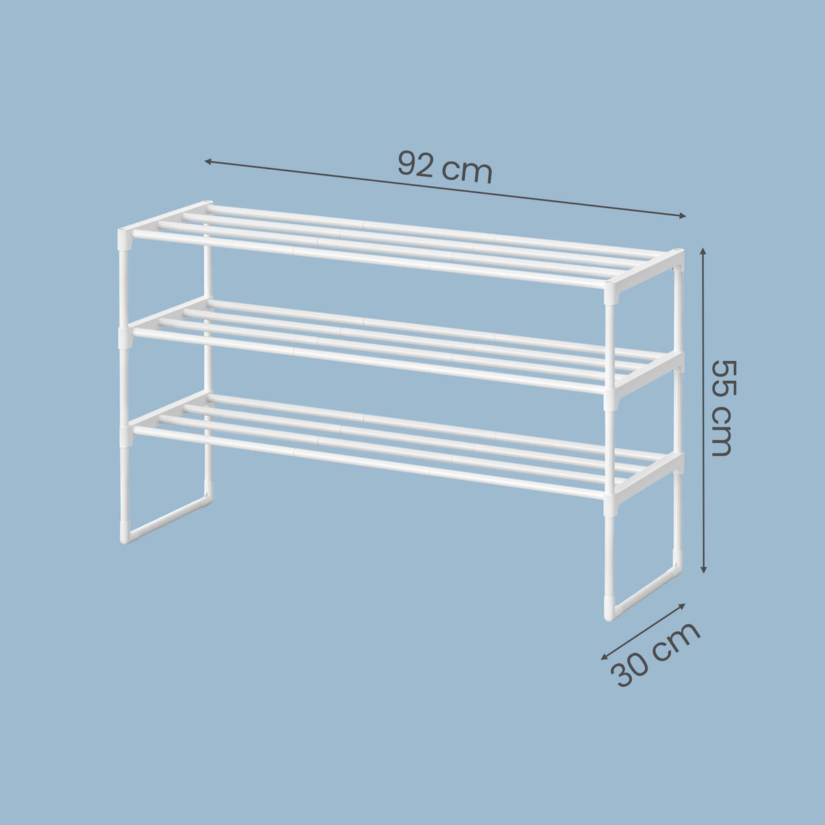 SCHUHREGAL Weiß  - Weiß, Trend, Kunststoff/Metall (92/55/30cm) - Boxxx