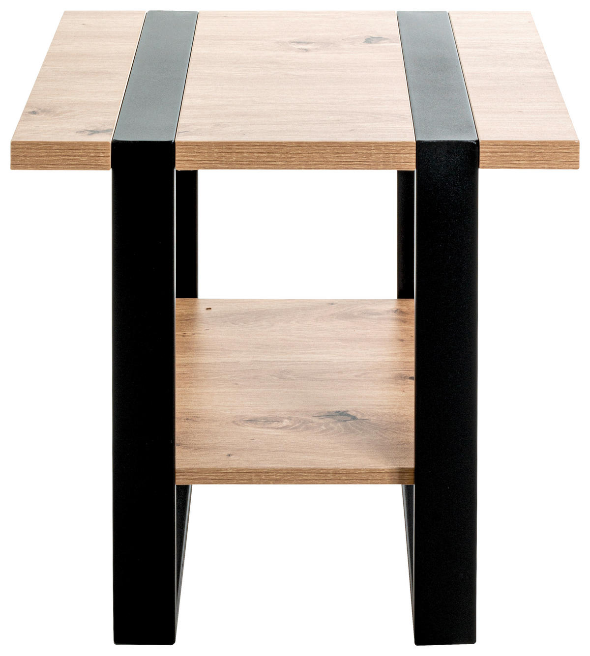 BEISTELLTISCH 45/45/45 cm Schwarz, Eichefarben quadratisch  - Eichefarben/Schwarz, Design, Holzwerkstoff/Metall (45/45/45cm)
