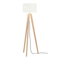 STOJACÍ LAMPA, 54/140-164 cm  - bílá/barvy niklu, Natur, kov/dřevo (54/140-164cm) - Fischer & Honsel