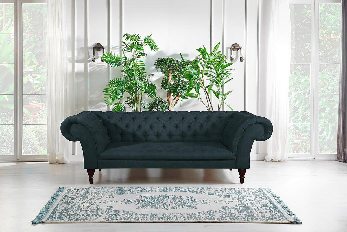 3-SITZER-SOFA Mikrofaser Dunkelgrau  - Dunkelgrau/Braun, Design, Holz/Textil (232/79/97cm) - Livetastic