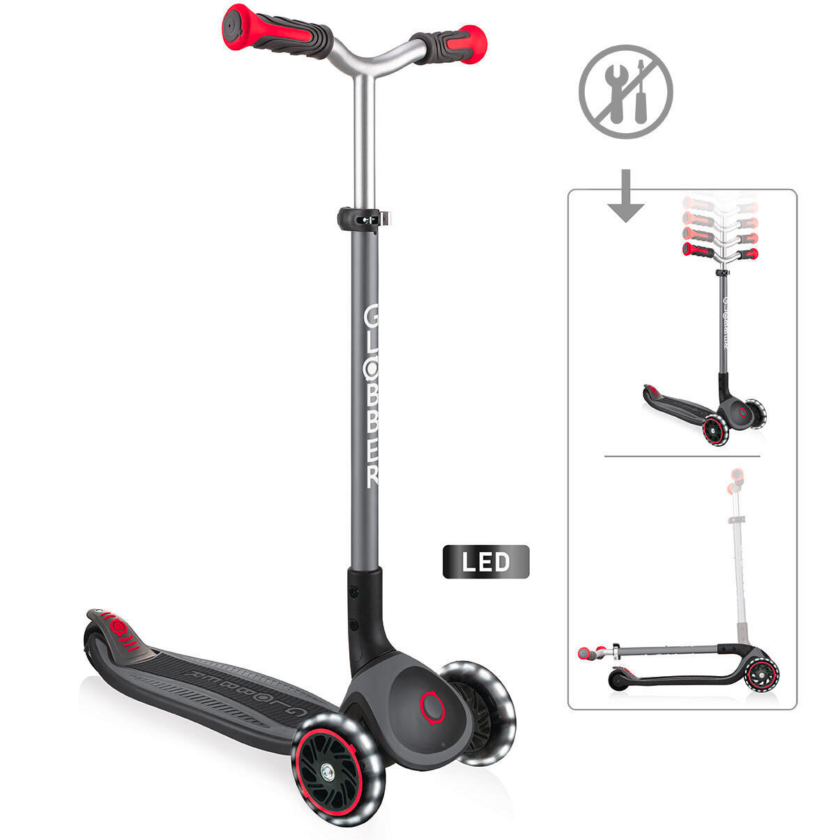 SCOOTER MASTER LIGHTS  - Rot/Schwarz, Basics (61/37/94cm) - GLOBBER