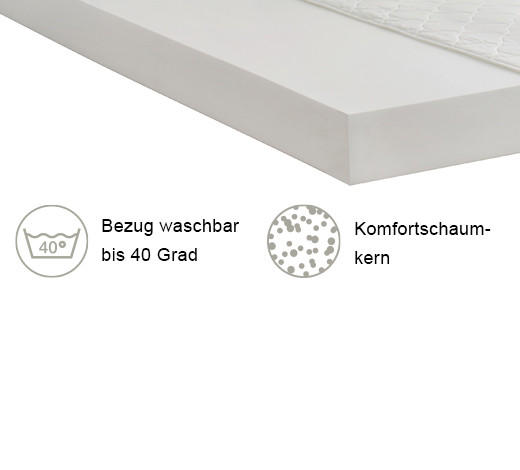 KOMFORTSCHAUMMATRATZE 90/190 cm Höhe ca. 16 cm  - Weiß, Textil (90/190cm) - Boxxx