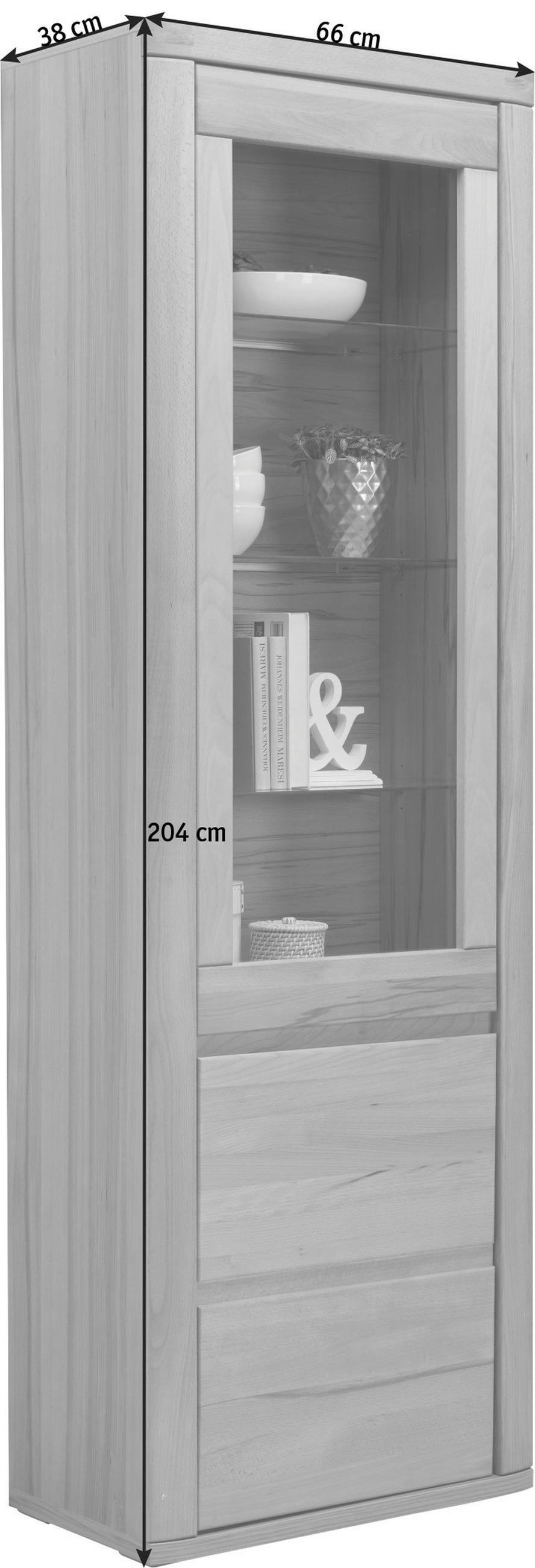 VITRINE in massiv Kernbuche Kernbuche  - Kernbuche/Grau, KONVENTIONELL, Glas/Holz (66/204/38cm) - Voleo