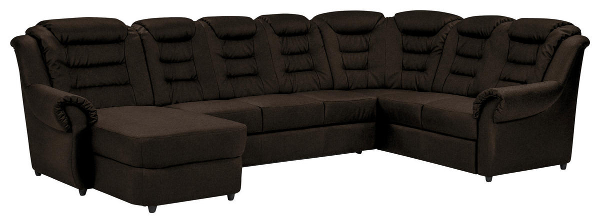 WOHNLANDSCHAFT in Chenille Braun  - Schwarz/Braun, Konventionell, Kunststoff/Textil (165/333/216cm) - Livetastic