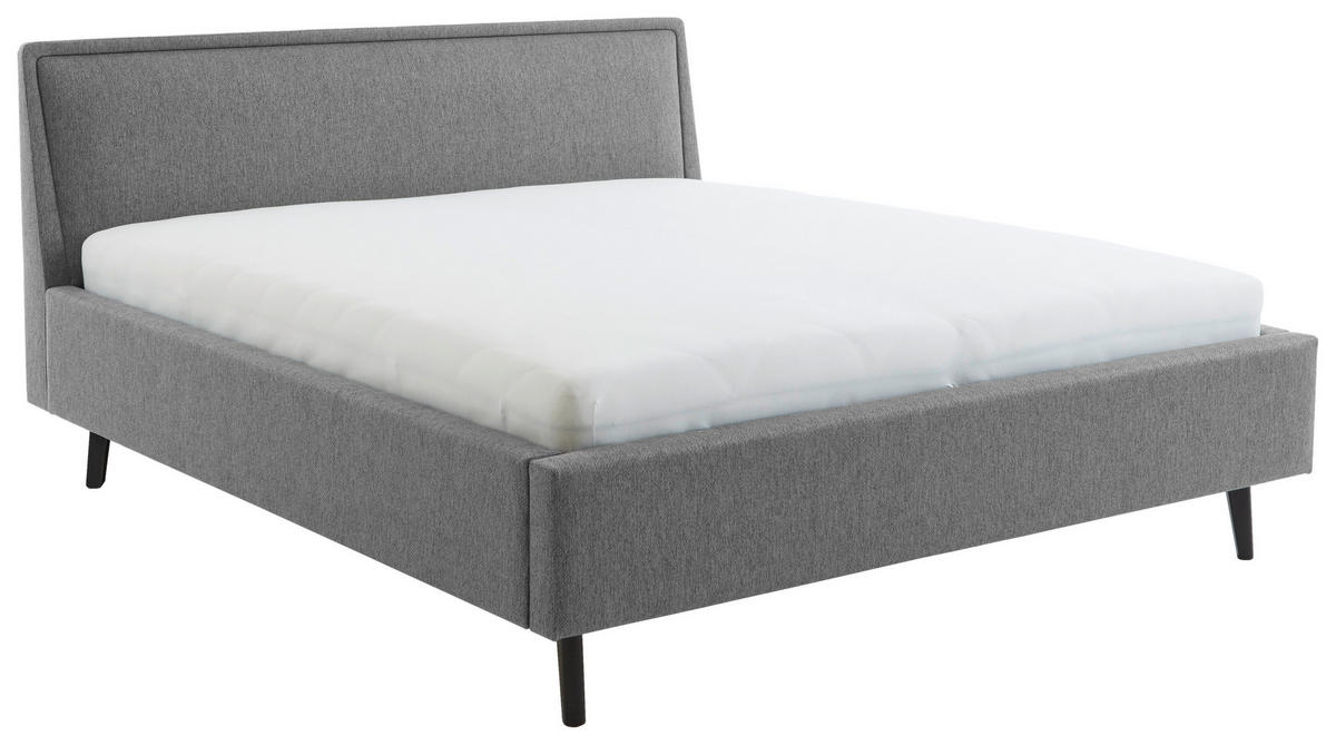 POLSTERBETT 140/200 cm,  in Grau, Bettkasten, Lattenrost,  - Schwarz/Grau, KONVENTIONELL, Holz/Textil (140/200cm) - Livetastic