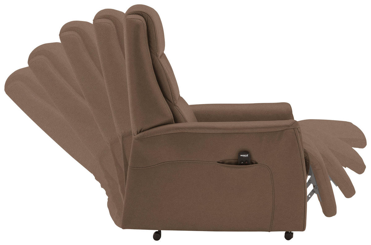 FERNSEHSESSEL Valdera  mit Relaxfunktion, Aufstehhilfe, Rücken echt Echtleder Graubraun  - Graubraun/Schwarz, KONVENTIONELL, Leder/Kunststoff (70/107/88cm) - Livetastic