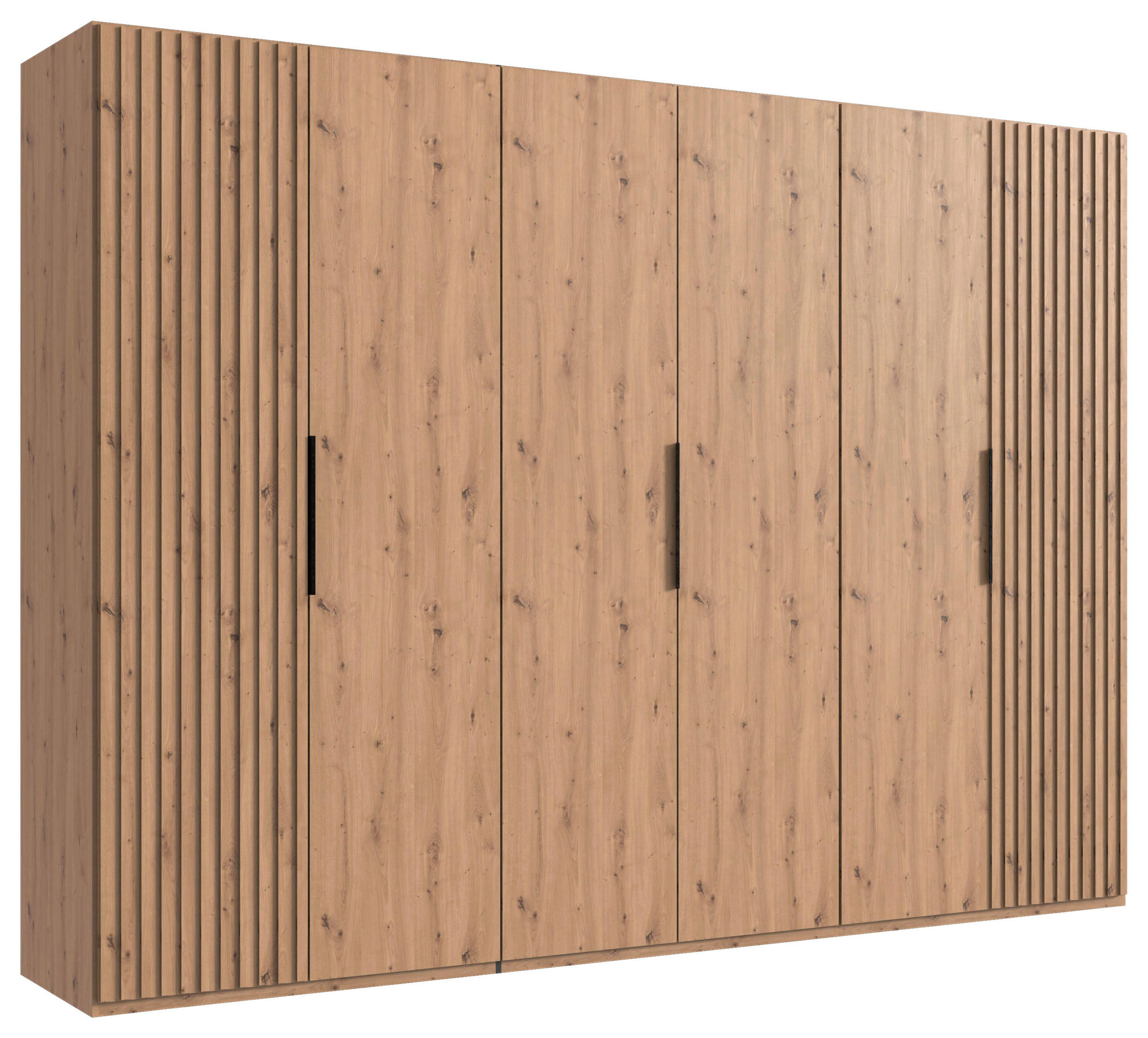 DREHTÜRENSCHRANK 300/216/58 cm 6-türig Eiche Artisan  - Schwarz/Eiche Artisan, MODERN, Holzwerkstoff/Metall (300/216/58cm) - MID.YOU