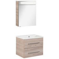 BADEZIMMER 3-teilig  in 60 cm  - Chromfarben/Eschefarben, MODERN, Glas/Holzwerkstoff (60cm) - MID.YOU