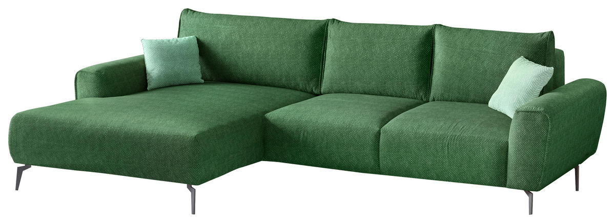 ECKSOFA in Webstoff Grün  170/272 cm  - Schwarz/Grün, Design, Textil/Metall (170/272cm) - Welnova