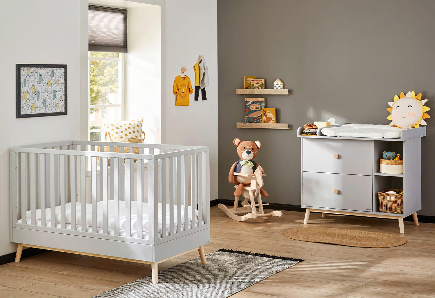 BABYZIMMER DUSK  - Eichefarben/Weiß, Basics, Holzwerkstoff - Pinolino