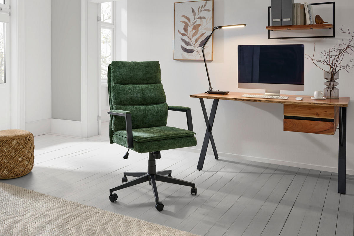 CHEFSESSEL Webstoff Grün  - Schwarz/Grün, MODERN, Kunststoff/Textil (58/110-120/62cm) - MID.YOU