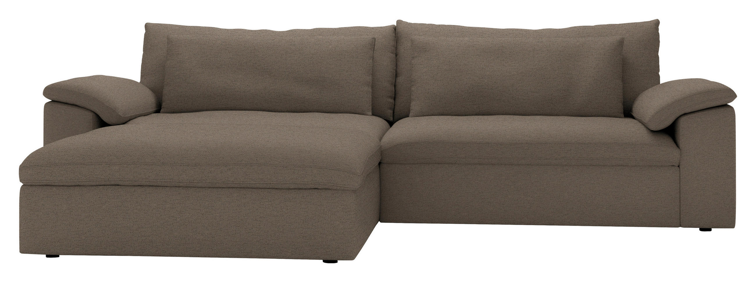 ECKSOFA Flachgewebe Graubraun  - Graubraun/Schwarz, Modern, Kunststoff/Textil (198/306cm) - Carryhome