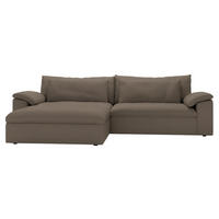 ECKSOFA Flachgewebe Graubraun  - Graubraun/Schwarz, Modern, Kunststoff/Textil (198/306cm) - Carryhome