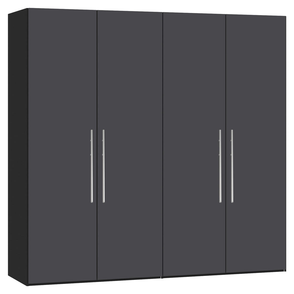DREHTÜRENSCHRANK  in Anthrazit, Schwarz  - Edelstahlfarben/Anthrazit, Design, Holzwerkstoff (203/215/59cm) - Carryhome