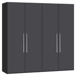 DREHTÜRENSCHRANK  in Anthrazit, Schwarz  - Edelstahlfarben/Anthrazit, Design, Holzwerkstoff (203/215/59cm) - Carryhome