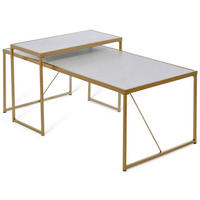 COUCHTISCHSET 120/70/52 cm rechteckig Weiß, Goldfarben  - Goldfarben/Weiß, KONVENTIONELL, Holzwerkstoff/Metall (120/70/52cm) - Livetastic