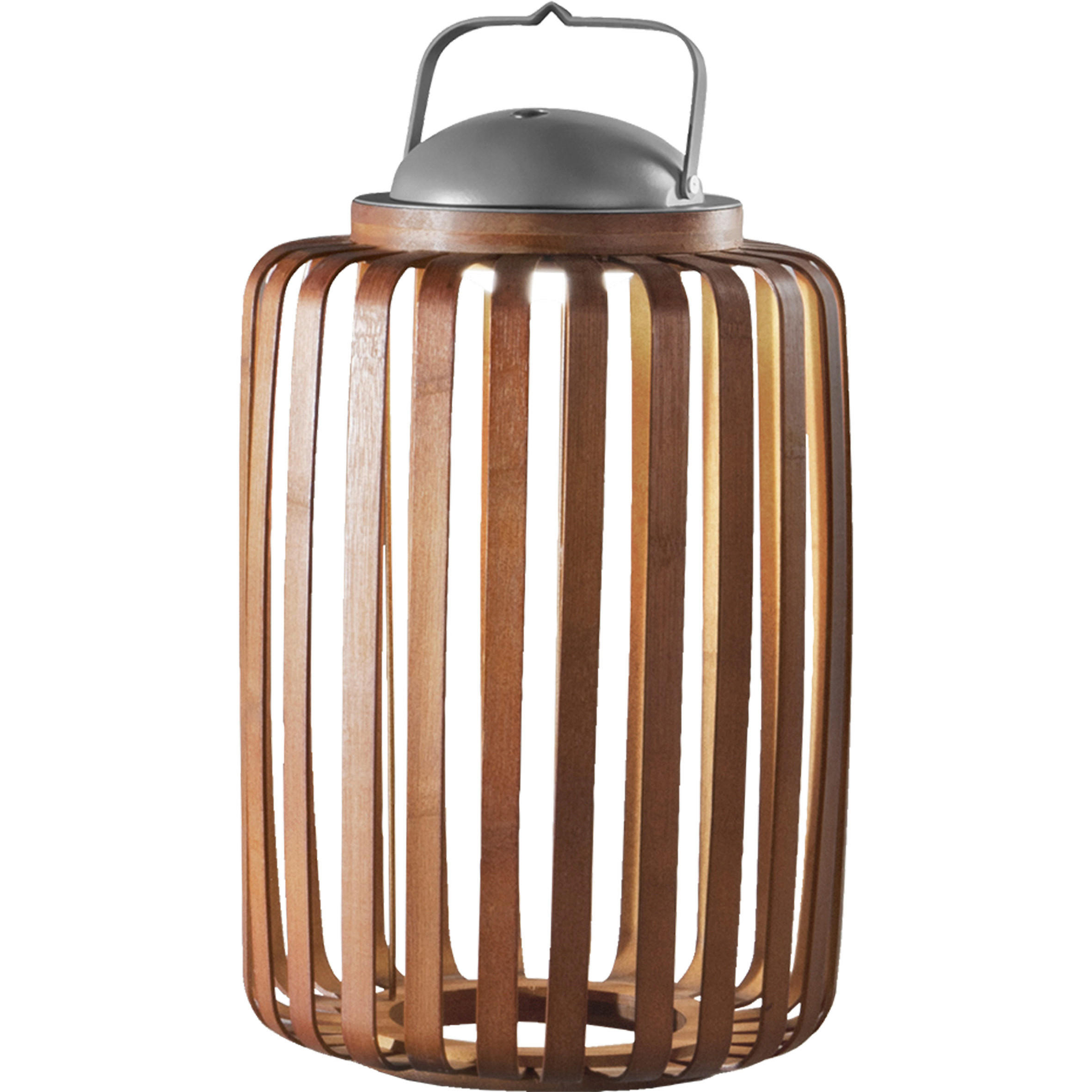 AKKU-TISCHLEUCHTE Clamp 24/42 cm   - Walnussfarben, Natur, Holz (24/42cm) - Fabas Luce