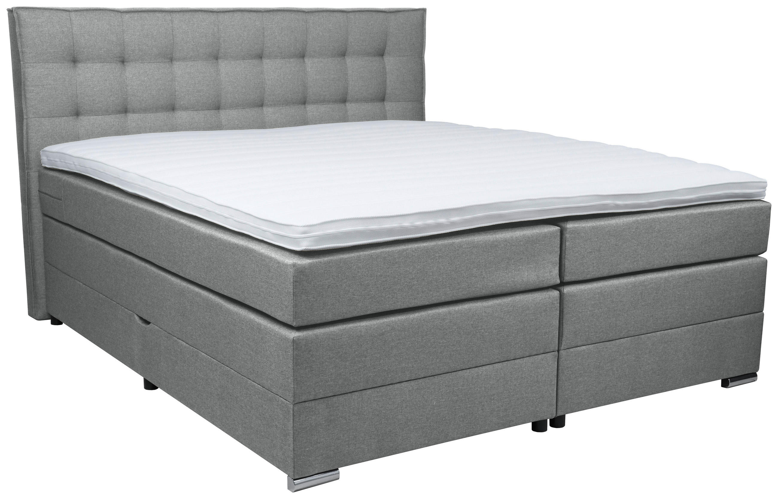 BOXSPRINGBETT 180/200 cm  in Dunkelgrau  - Chromfarben/Dunkelgrau, KONVENTIONELL, Kunststoff/Textil (180/200cm) - Boxxx