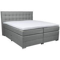 BOXSPRINGBETT 180/200 cm  in Dunkelgrau  - Chromfarben/Dunkelgrau, KONVENTIONELL, Kunststoff/Textil (180/200cm) - Boxxx