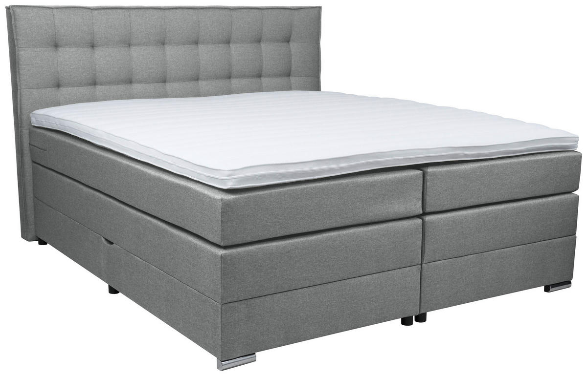 BOXSPRINGBETT 180/200 cm  in Dunkelgrau  - Chromfarben/Dunkelgrau, KONVENTIONELL, Kunststoff/Textil (180/200cm) - Boxxx