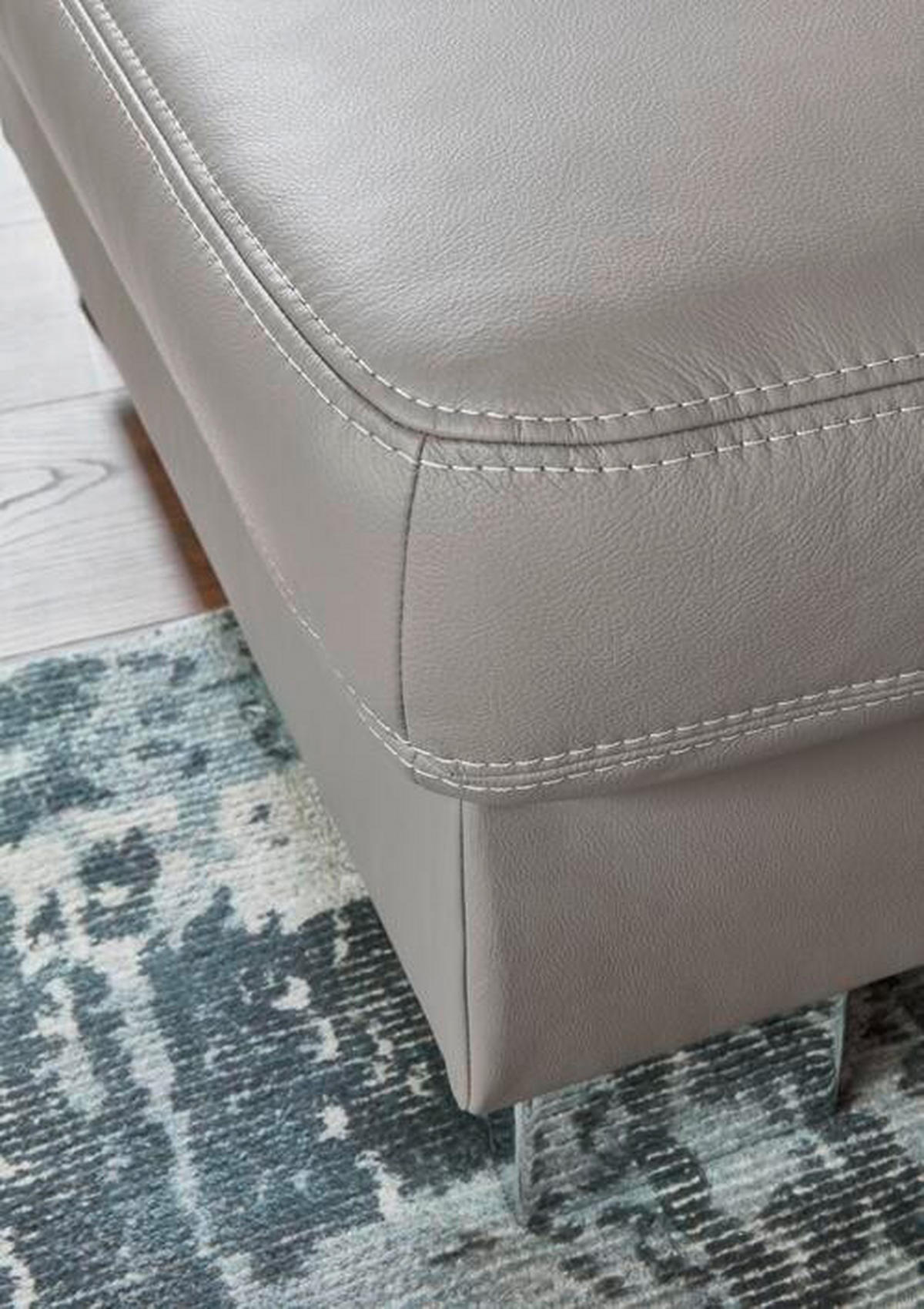 ECKSOFA in Echtleder Hellgrau  235/248 cm  - Beige/Hellgrau, Design, Leder/Metall (235/248cm) - Beldomo Premium