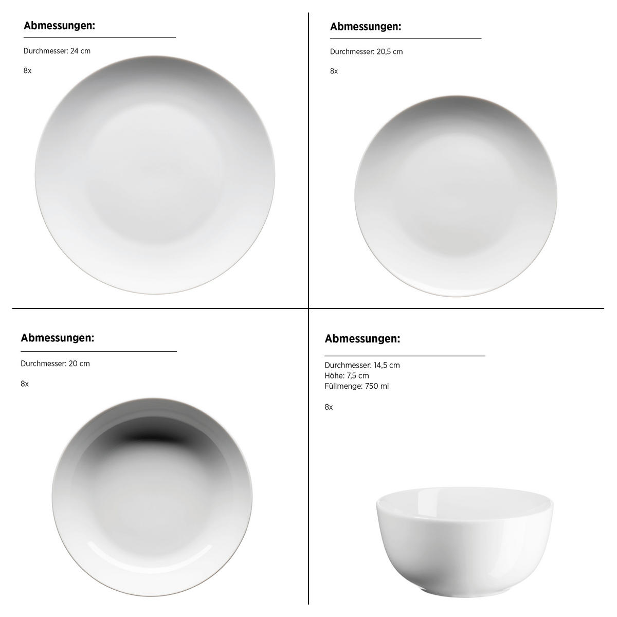 KOMBISERVICE Barca 68-teilig  - Weiss, Basics, Keramik - Mäser
