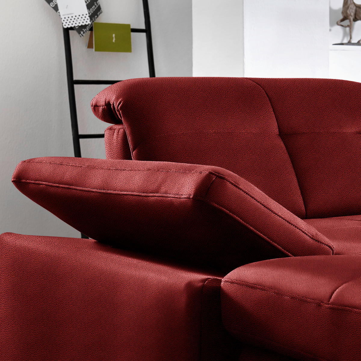 WOHNLANDSCHAFT Mikrofaser Dunkelrot  - Chromfarben/Dunkelrot, Design, Textil (195/371/260cm) - Beldomo Style