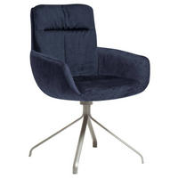 ARMLEHNSTUHL  in Edelstahl Velours  - Blau/Edelstahlfarben, Design, Textil/Metall (61/90/64cm) - Venjakob