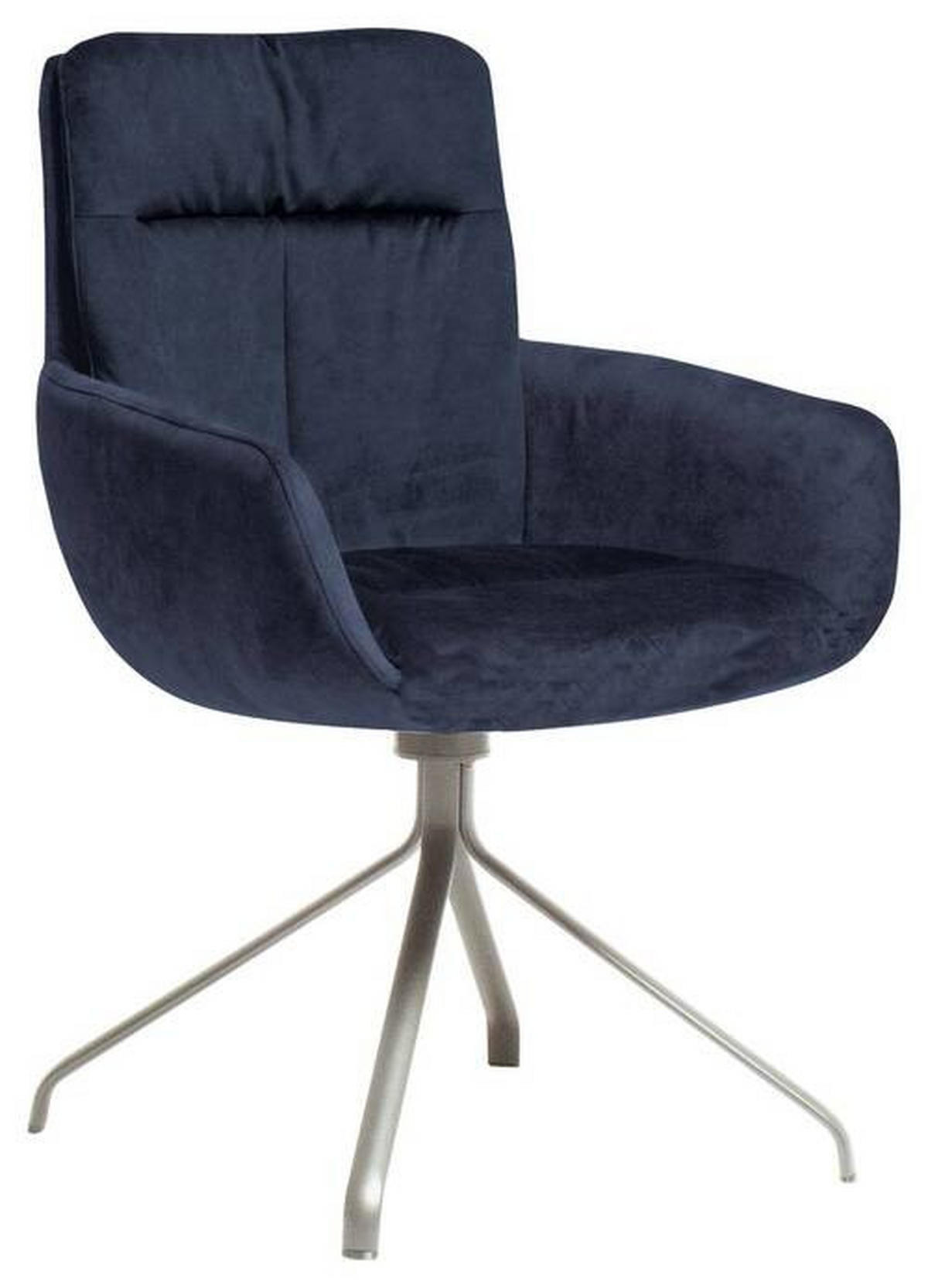 ARMLEHNSTUHL  in Edelstahl Velours  - Blau/Edelstahlfarben, Design, Textil/Metall (61/90/64cm) - Venjakob