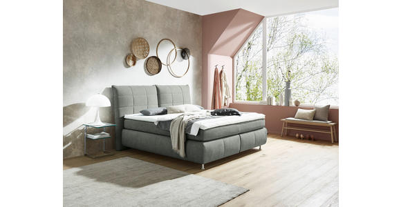 BOXSPRINGBETT 180/200 cm  in Grau  - Edelstahlfarben/Grau, KONVENTIONELL, Textil (180/200cm) - Dieter Knoll