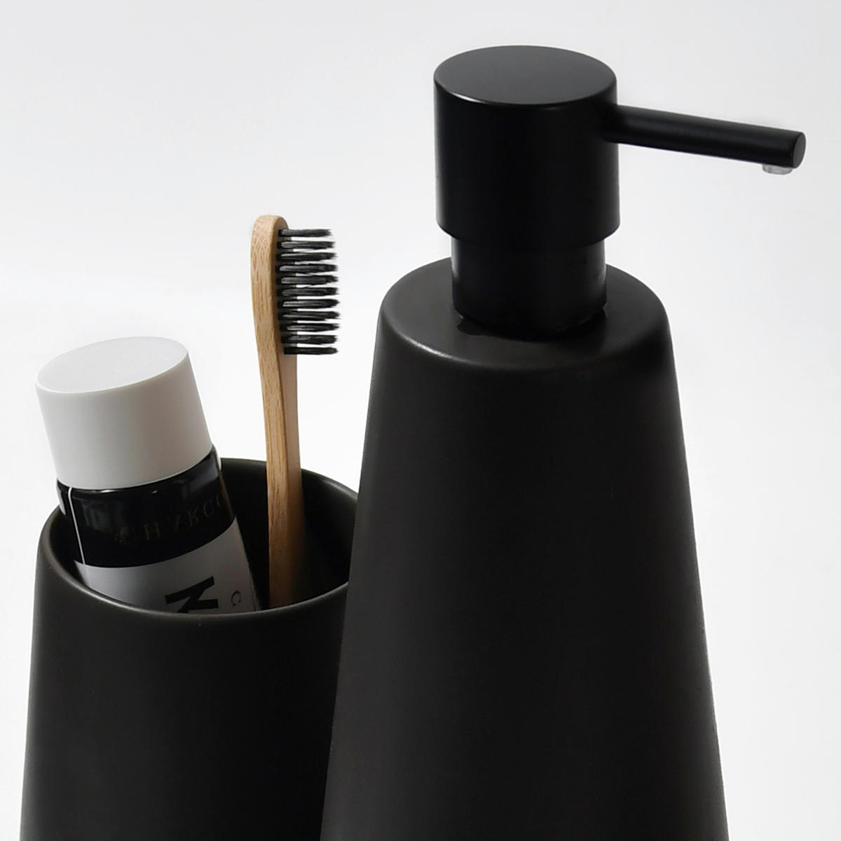 ZAHNBÜRSTENHALTER Keramik  - Schwarz, Basics, Keramik (9/11,5cm) - Spirella