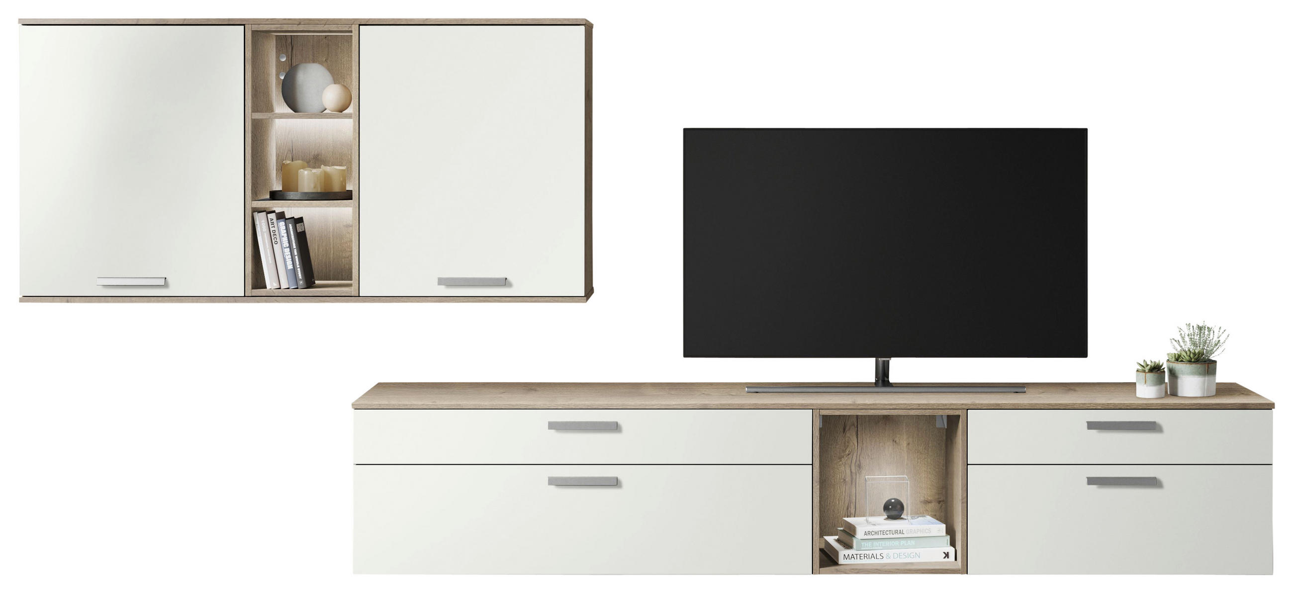 Celina Home Wohnwand Weiß, 330x150x48.5 cm